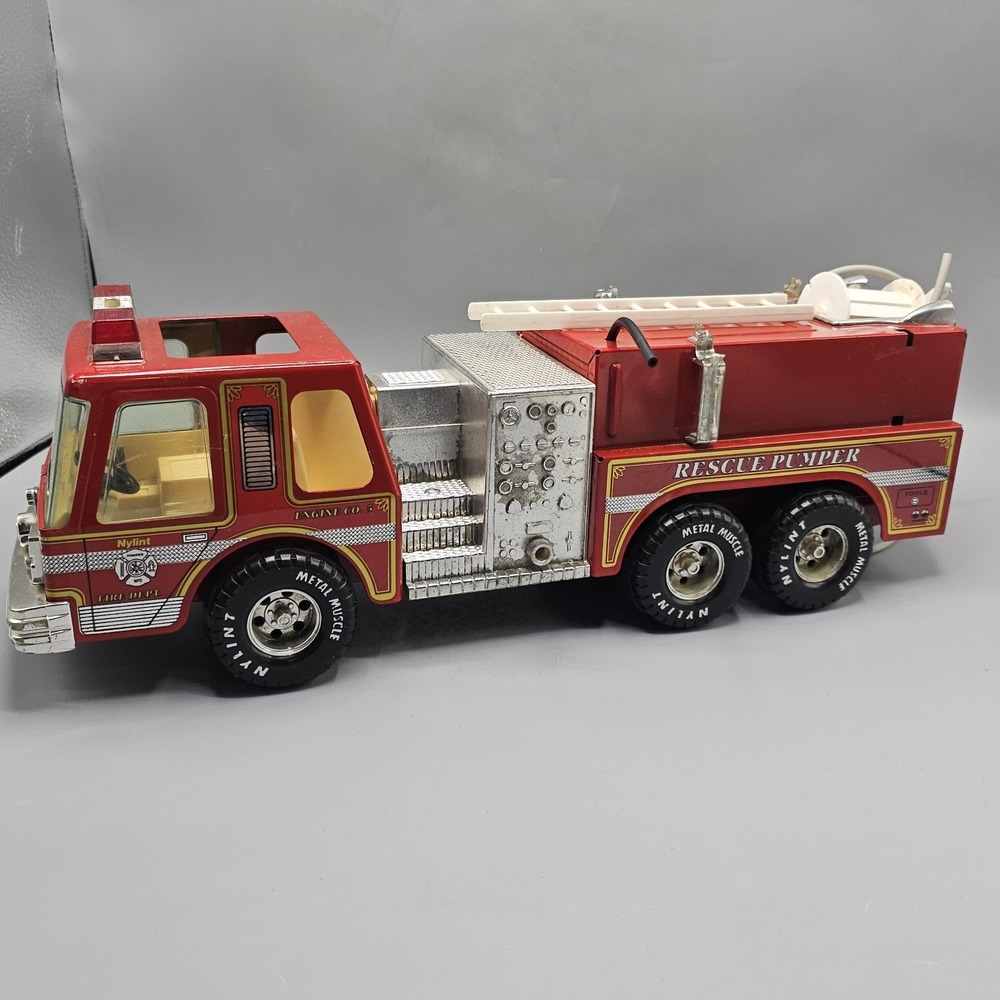 Vintage Nylint Metal Rescue Pumper Fire Truck Toy Red Diecast Parts Repair
